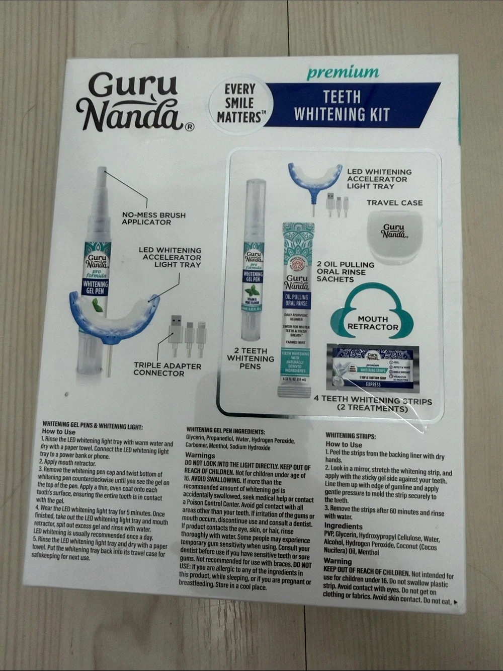 GuruNanda Premium Teeth Whitening Kit New Sealed